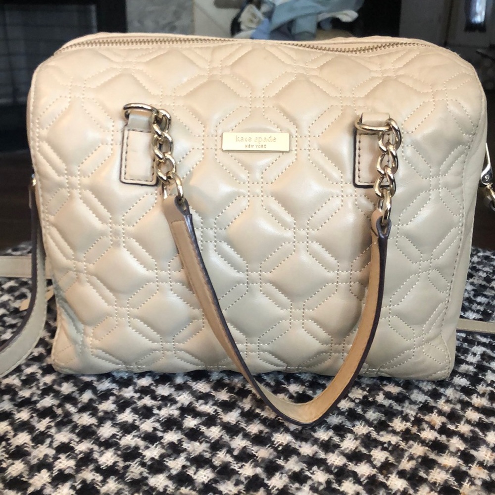 COPY - Kate Spade Tan Handbag - Tan quilted leather in a contemporary design - …
